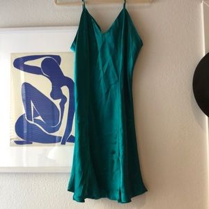 Satin forest green dress